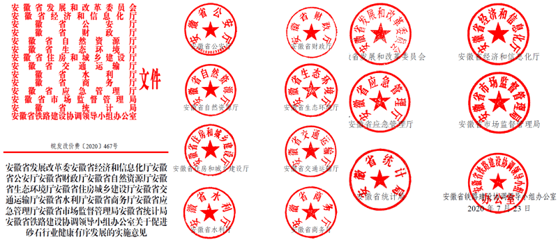 為促進(jìn)機(jī)制砂健康有序發(fā)展，安徽省發(fā)改委發(fā)布了實(shí)施方案文件